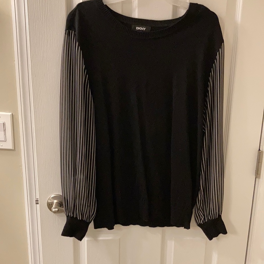 Black and sheer striped sweater